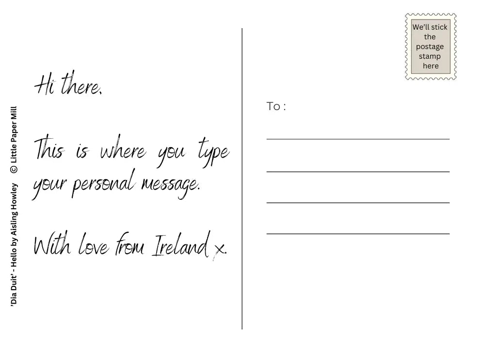 Dia Duit! by Aisling Howley Little Paper Mill Print-on-demand postcard
