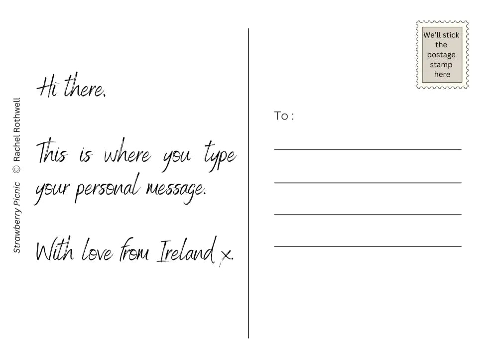 Strawberry Picnic by Rachel Rothwell Print-on-demand postcard