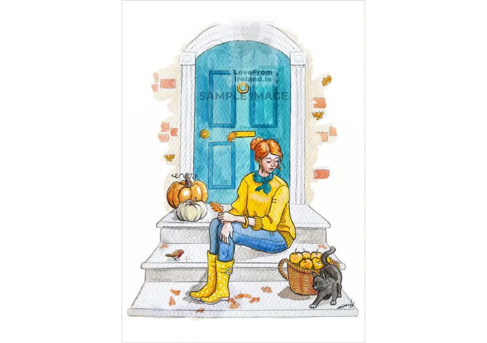 Autumn Girl By Aurélie Sanchis Dinneny Print-On-Demand Postcard