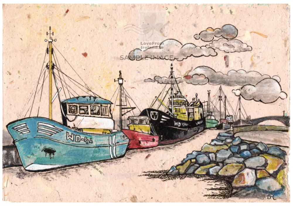 Fishing Boats By Brenworks Print-On-Demand Postcard