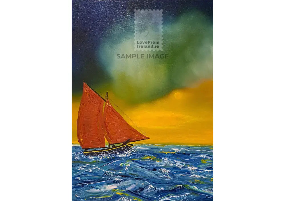 Galway Hooker by Dave Gavin Print on demand postcard