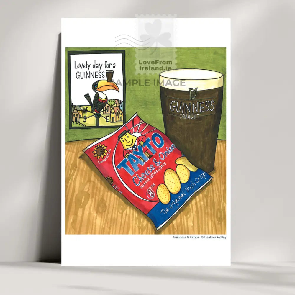 ’Guinness And Crisps’ By Heather Mckay Print-On-Demand Postcard