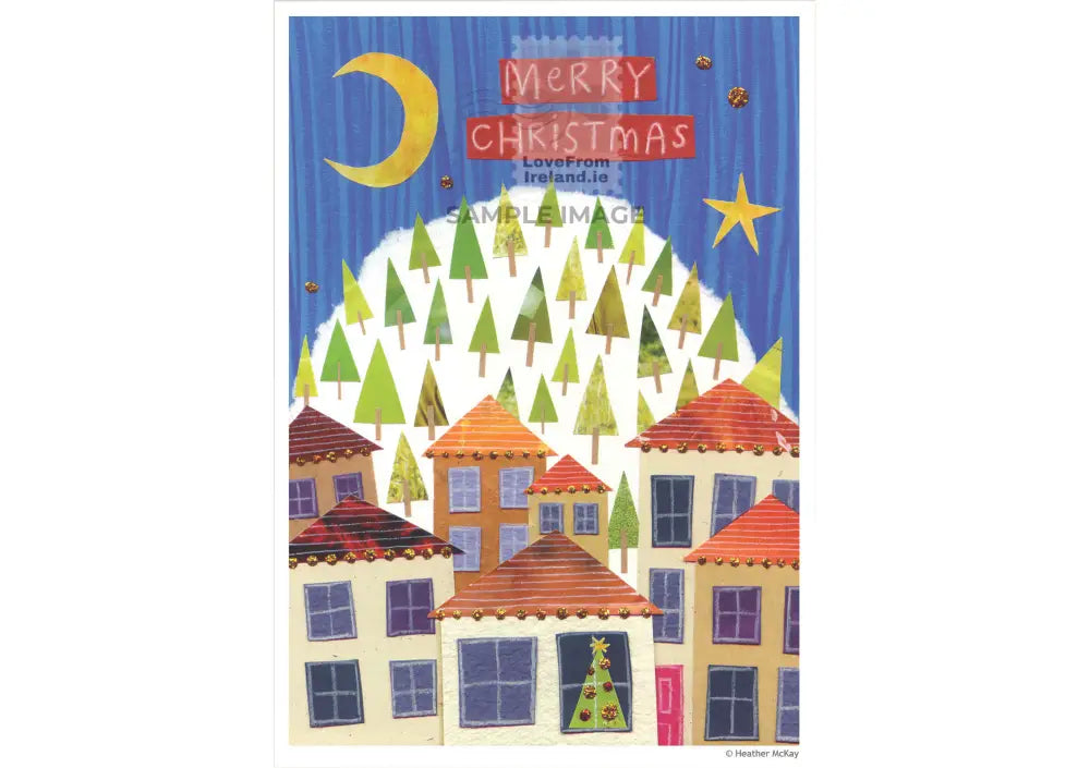 Houses In The Snow By Heather Mckay Print-On-Demand Postcard