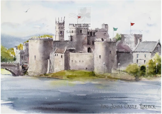 A beautiful painting of King John’s Castle in Limerick City By Karina Guseva Print-On-Demand Postcard