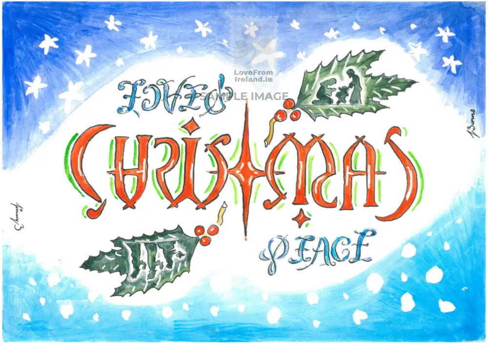 Love and Peace Christmas card by Jimmy Burns Print-on-demand postcard