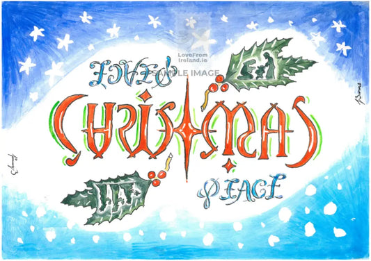 Love and Peace Christmas card by Jimmy Burns Print-on-demand postcard