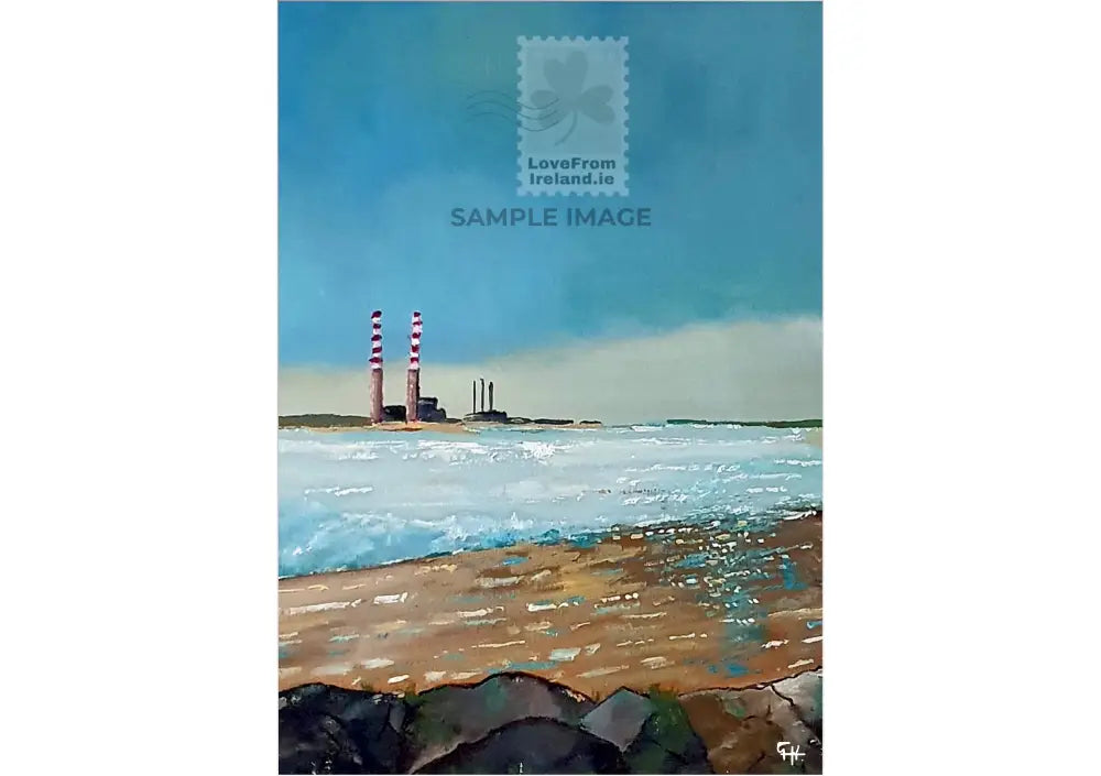 Poolbeg Chimneys By Gillian Hennessy Print-On-Demand Postcard