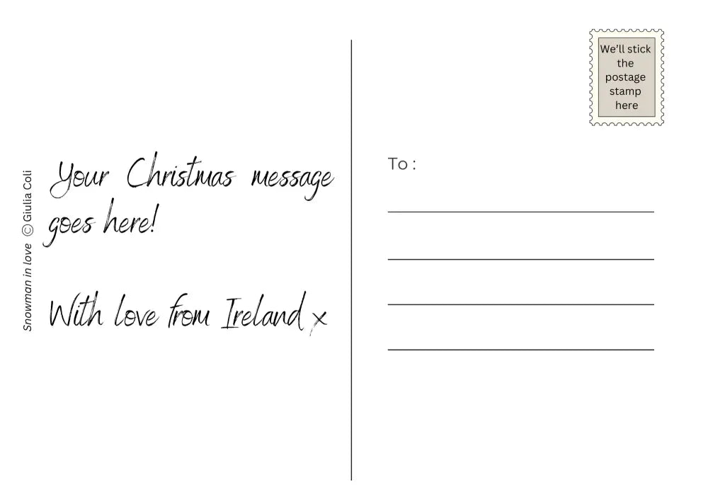 Snowman in love by Giulia Coli Print-on-demand postcard