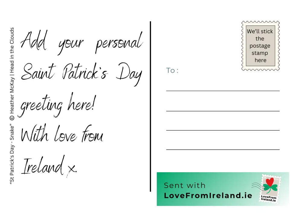 St Patrick’s Day - Snake by Heather McKay Print-on-demand postcard