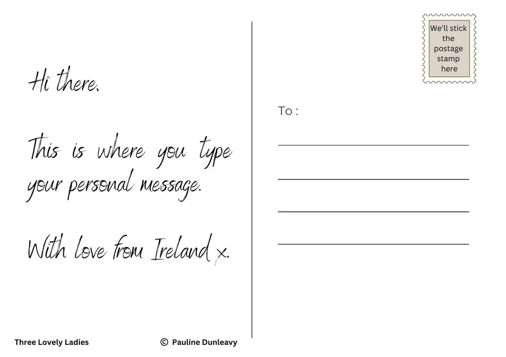 Three Lovely Ladies by Pauline Dunleavy - Print-on-demand postcard