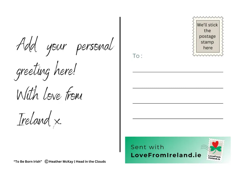 ’To Be Born Irish’ Quote By Heather Mckay Print-On-Demand Postcard